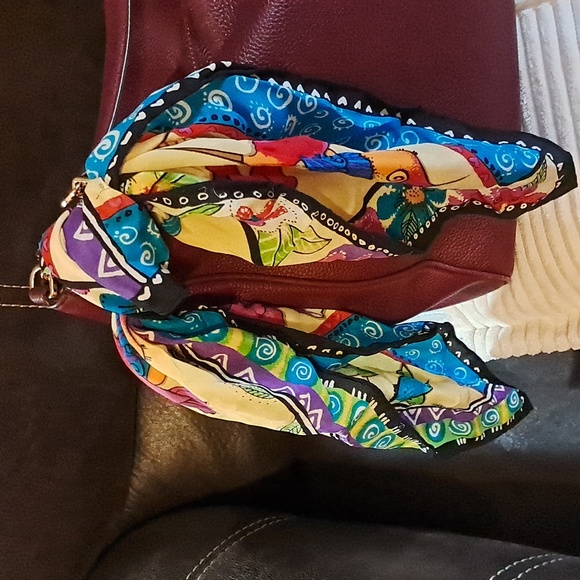 Laurel Burch Square Silk Scarf Parrot Bright Colorful Signed - Picture 7 of 7